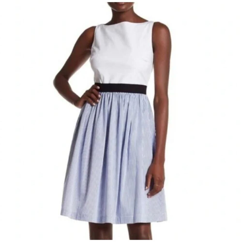 Kate Spade Broome Street Sleeveless Pinstripe Blue White Mini Dress Size 0